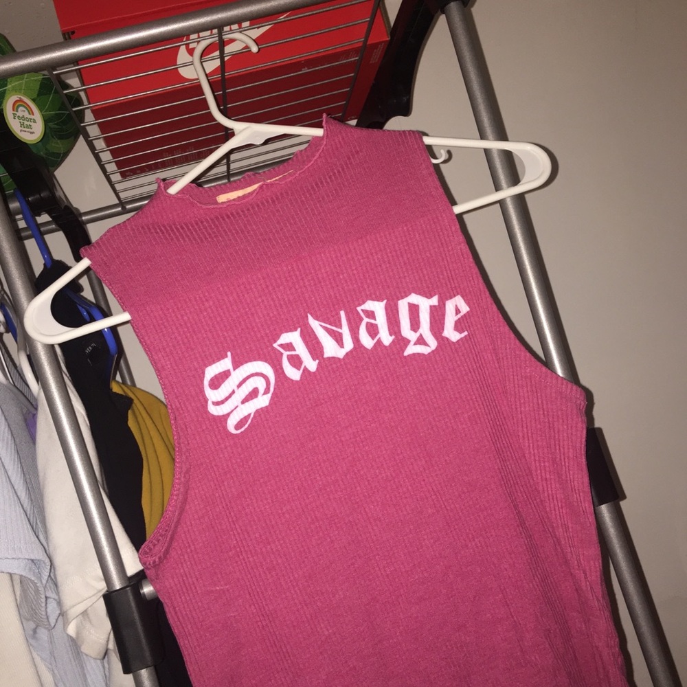 Pink high neck tang top